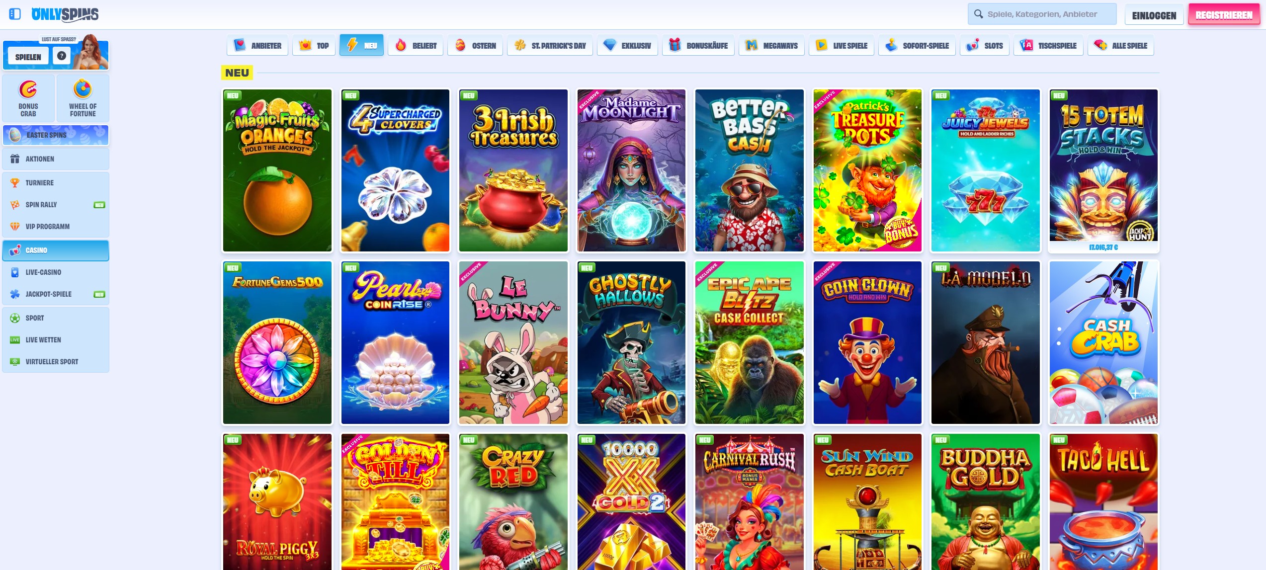 Screenshot OnlySpins