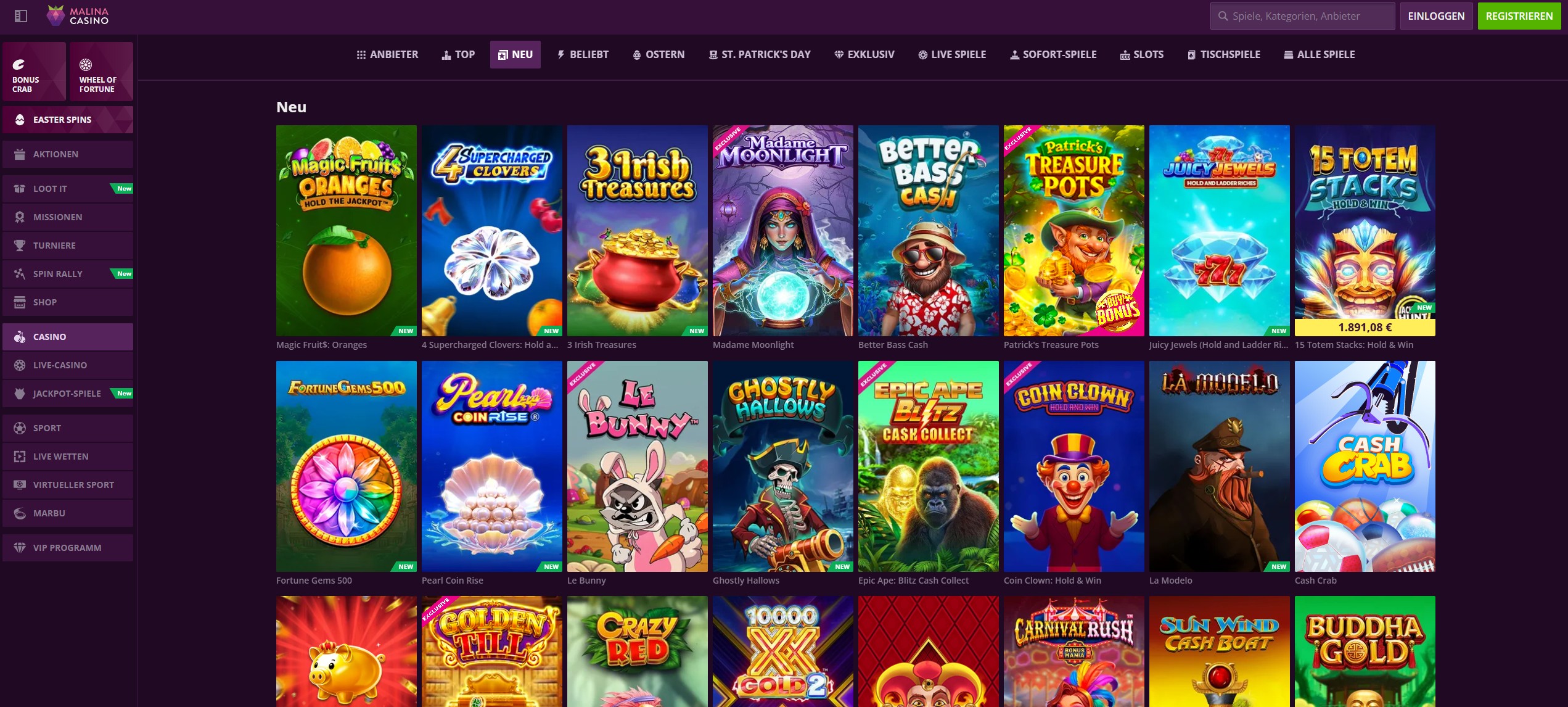 Screenshot Malina Casino